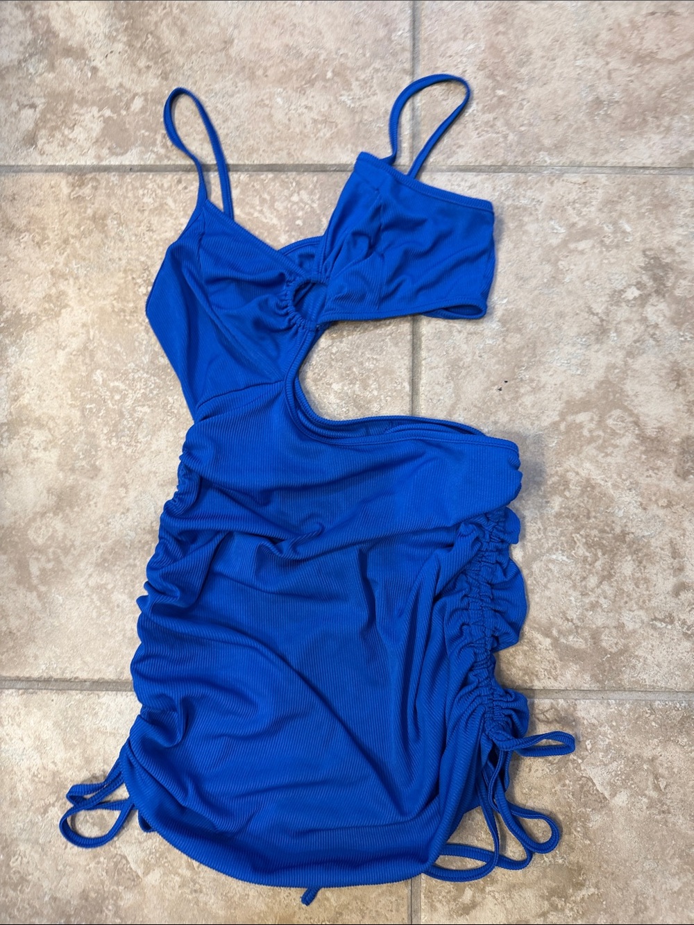 SHEIN Royal Blue One-Shoulder Cutout Dress